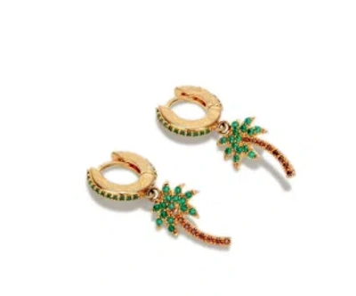 Palm Angels Hoop Earrings With Rhinestones And Palm Shaped Pendant