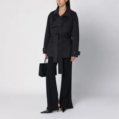 Philosophy Di Lorenzo Serafini Elegant Grey Wool Belted Jacket