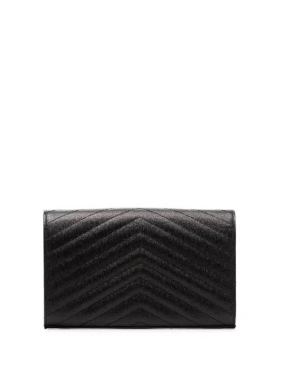 Saint Laurent Monogram Embossed Leather Chain Wallet