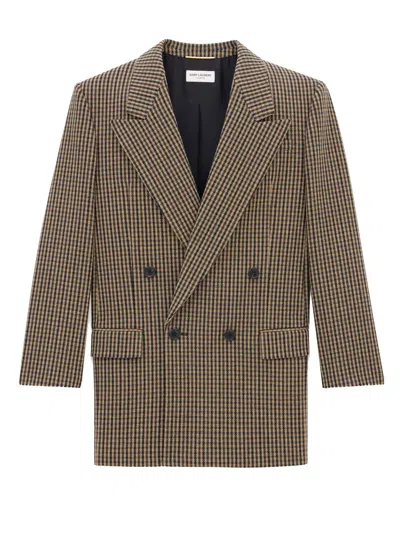 Saint Laurent Paris Women Giacca In Lana Vichy
