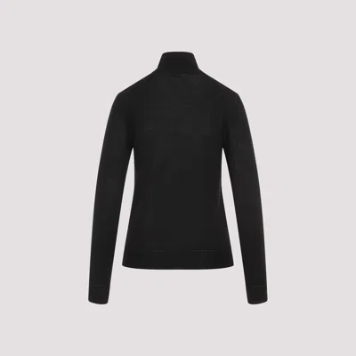 Saint Laurent Cassandre Wool Turtleneck Sweater Clothing In Black