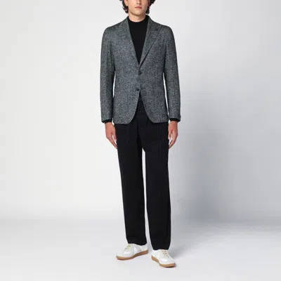 Tagliatore Grey Single-breasted Jacket Herringbone Pattern