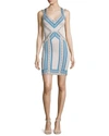 HERVE LEGER Embroidered Jacquard Double-Strap Dress, Nude