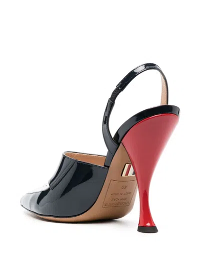 Thom Browne Women's Curved-heel Leather Pumps, Perforated Detailing