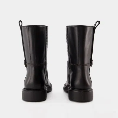 Tod's Refined Black Leather Ankle Boots With Block Heel In Black