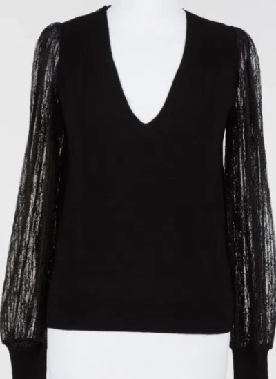 Twinset Twin-set Black Dual-use Lace Sleeve Sweater