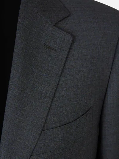 Shop Canali Classic Wool Suit In Midnight Blue