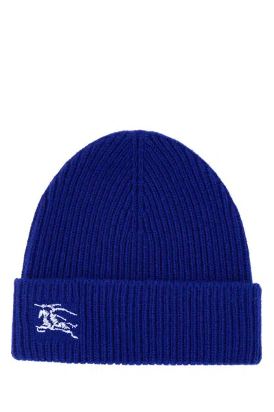 Burberry Electric Blue Cashmere Beanie Hat In Blue
