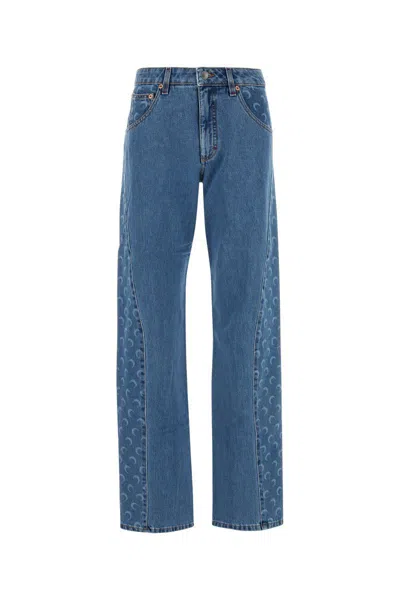 Marine Serre All Over Moon High-rise Straight Jeans In Blue