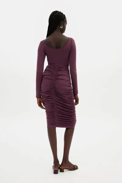 Girlfriend Collective Berry Andi Ruched Midi Dress
