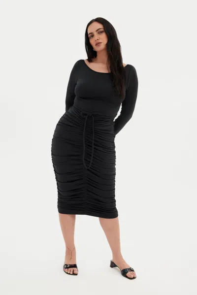 Girlfriend Collective Black Andi Ruched Midi Dress