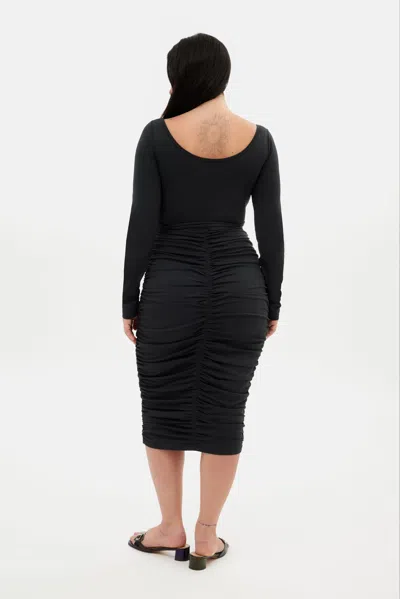 Girlfriend Collective Black Andi Ruched Midi Dress