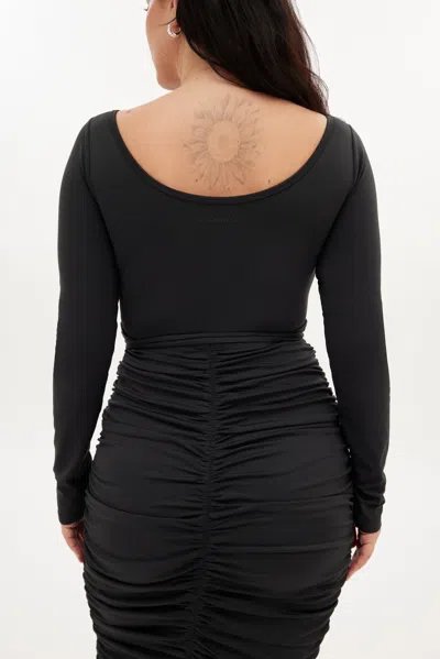 Girlfriend Collective Black Andi Ruched Midi Dress