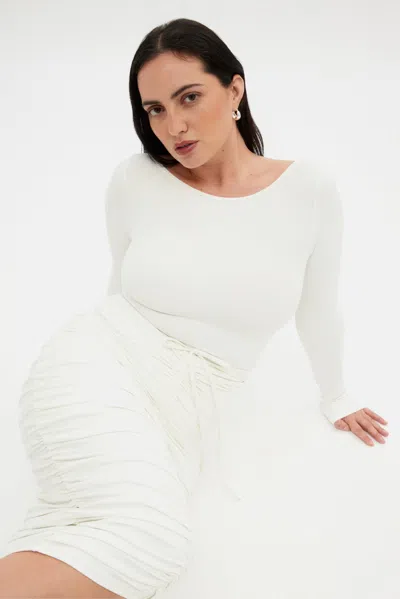Girlfriend Collective Ivory Andi Ruched Midi Dress