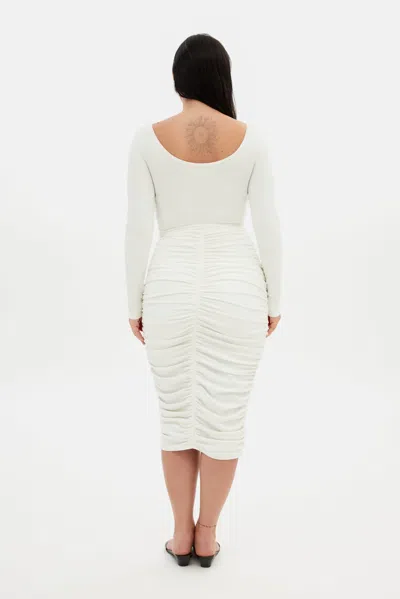 Girlfriend Collective Ivory Andi Ruched Midi Dress