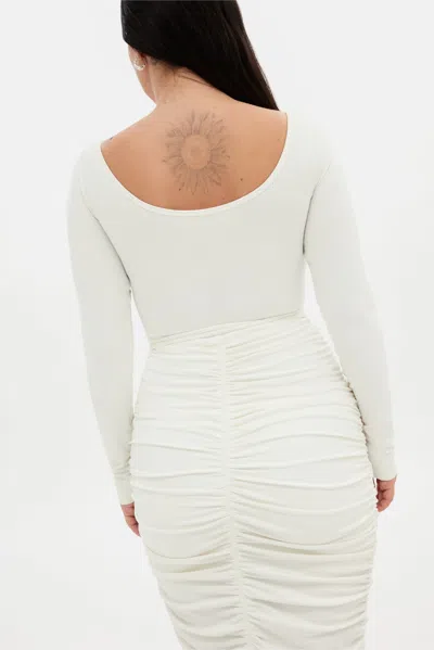 Girlfriend Collective Ivory Andi Ruched Midi Dress