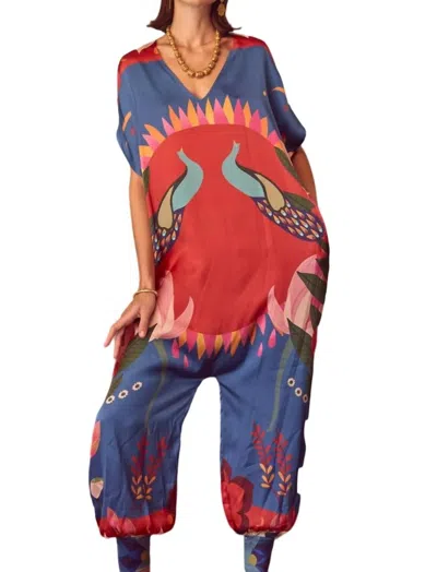 Carolina K Sera Jumpsuit In Peacock Hamsa In Multi