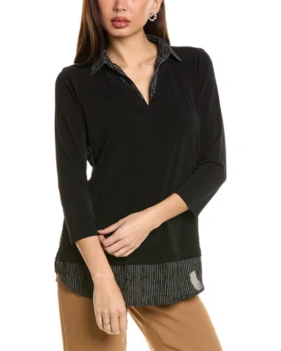 Adrianna Papell Two-fer V-neck Sweater In Black
