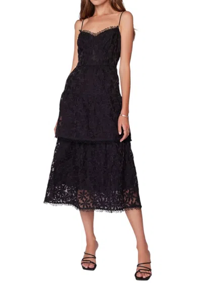 Lost + Wander Madonna Blossom Organza Tier Midi Dress In Black In Black