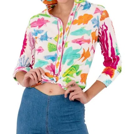 Gretchen Scott What A Catch Bright Boyfriend Shirt In Multi In Multi