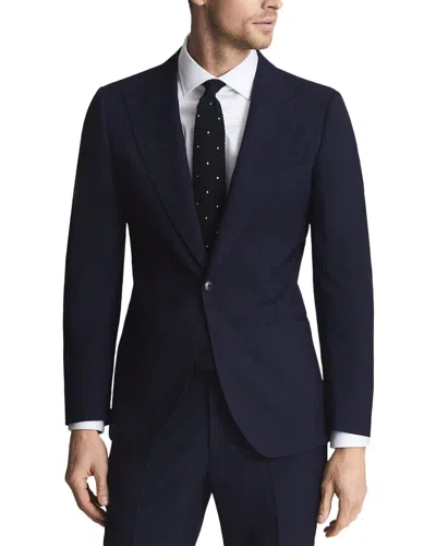 Reiss Chocolate Brown Single-breasted Wool Blend Blazer Slim Fit In Blue