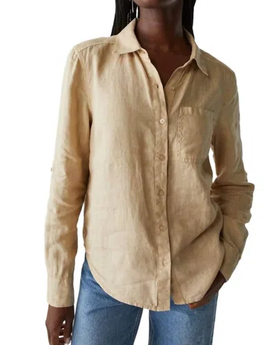 Michael Stars Spencer Linen Button Down Top In White