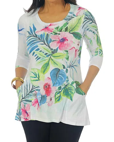 Impulse California Tropical Pink Flowers Top In Multi In Multi