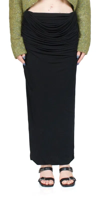 Paris Georgia Draped Midi Straight Skirt In Black