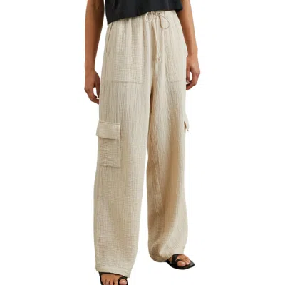 Rails Christiano Wide Leg Cotton Gauze Cargo Pants In Beige