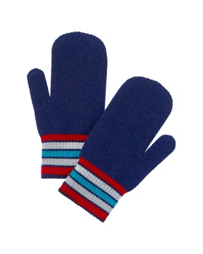 Brodie Cashmere Ski Stripe Cashmere Mittens In Blue