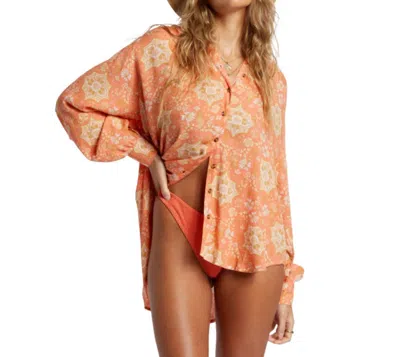 Billabong Dream Space Blouse Long Sleeve Shirt In Sweet Papaya In Multi