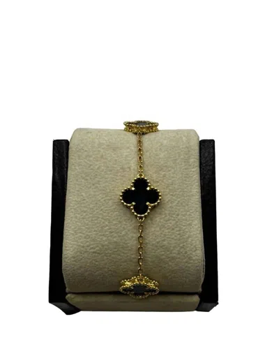 Milano Jewelry Women's Four Leaf Flower Bracelet In Yellow Gold In Gold