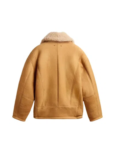 Golden Goose Sheepskin Jacket With Wide Shearling Shawl Collar(brown) In Brown