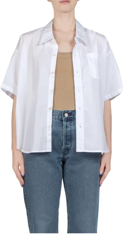 Denimist Short Sleeve Button Down Shirt In White