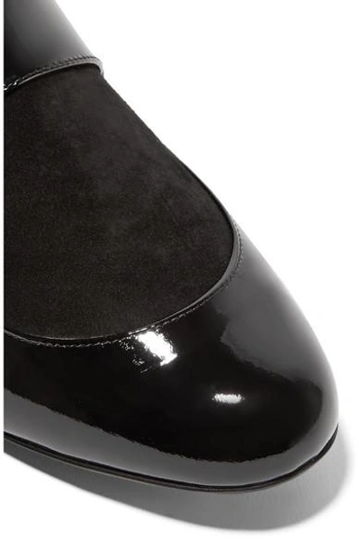 Shop Lanvin Paneled Patent-leather And Suede Boots
