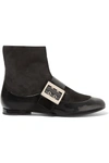LANVIN Paneled patent-leather and suede boots
