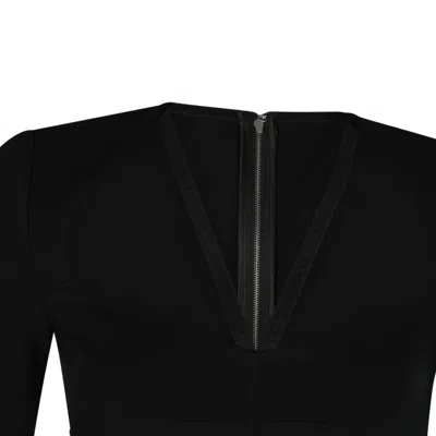 Dolce & Gabbana Black Mini Dress With Short Sleeves And Neckline Detail In Viscose Blend Woman In Black