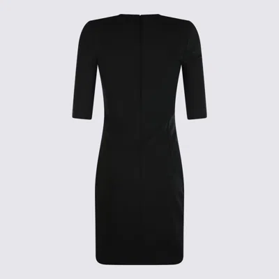 Dolce & Gabbana Black Mini Dress With Short Sleeves And Neckline Detail In Viscose Blend Woman In Black