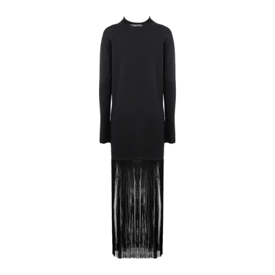 ERIKA CAVALLINI ERIKA CAVALLINI BLACK CASHMERE DRESS WITH BANGS 