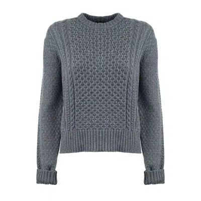 Fabiana Filippi Gray Fisherman Sweater In Platinum With Lurex In Gray