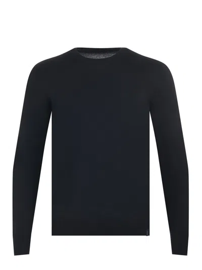 Fay Navy Blue Silk-cotton Blend Jumper In Black