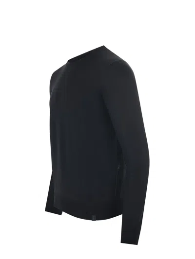 Fay Navy Blue Silk-cotton Blend Jumper In Black