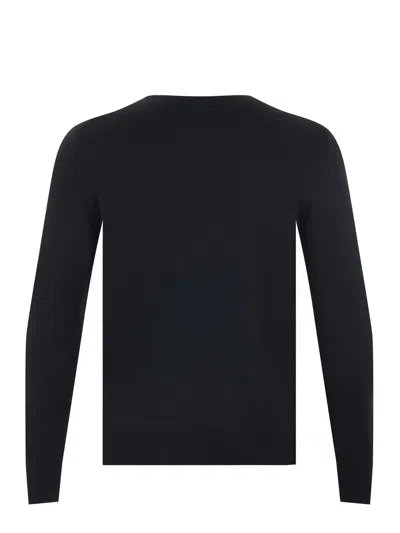 Fay Navy Blue Silk-cotton Blend Jumper In Black