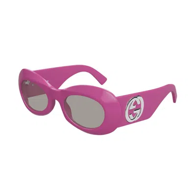 Gucci Interlocking G Plastic Oval Sunglasses In Purple