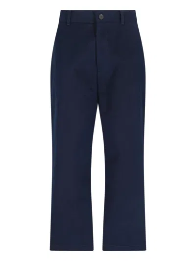 Studio Nicholson Straight Leg Trousers With Pockets And Loops In Blue