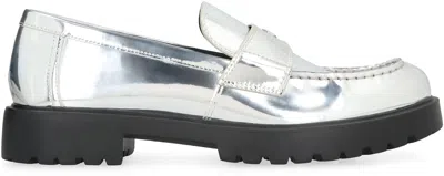 Tory Burch Metallic Medallion Classic Lug-sole Loafers In Silver
