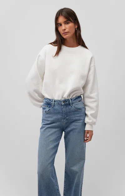 Mavi Drop Shoulder Sweatshirt In Antique White In White