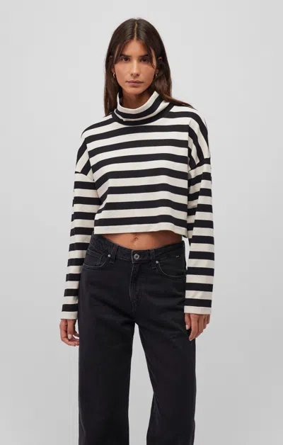 Mavi Long Sleeve Turtleneck Crop Top In Black