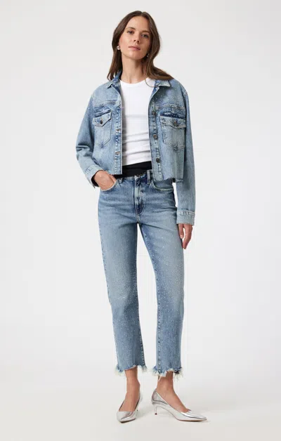 Mavi New York Straight Leg In Shiny Mid Denim In Medium Blue
