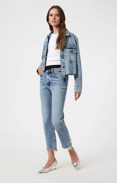 Mavi New York Straight Leg In Shiny Mid Denim In Medium Blue